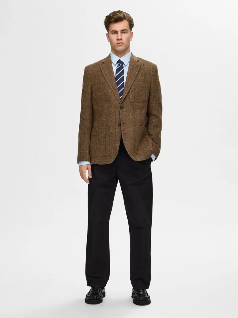 uld_blazer_2.webp Overtøj | Jakkesæt & Blazers>SELECTED 100% ULD BLAZER Brown