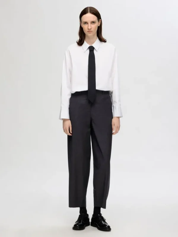 Bukser>SELECTED 100% ULD BUKSER MED BARREL-FIT Grey