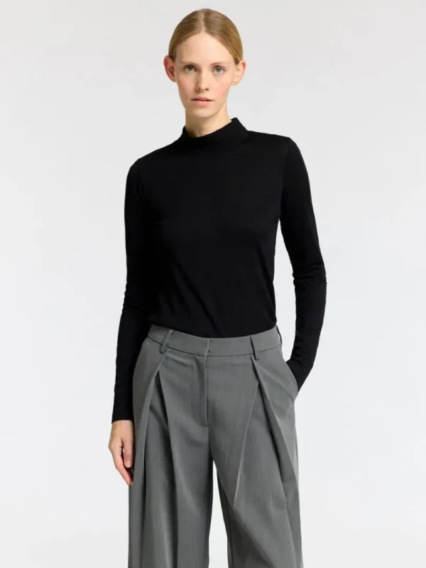 Toppe Og Bluser>SELECTED 100% ULD RULLEKRAVE Black