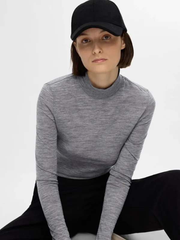 Toppe Og Bluser>SELECTED 100% ULD RULLEKRAVE Grey