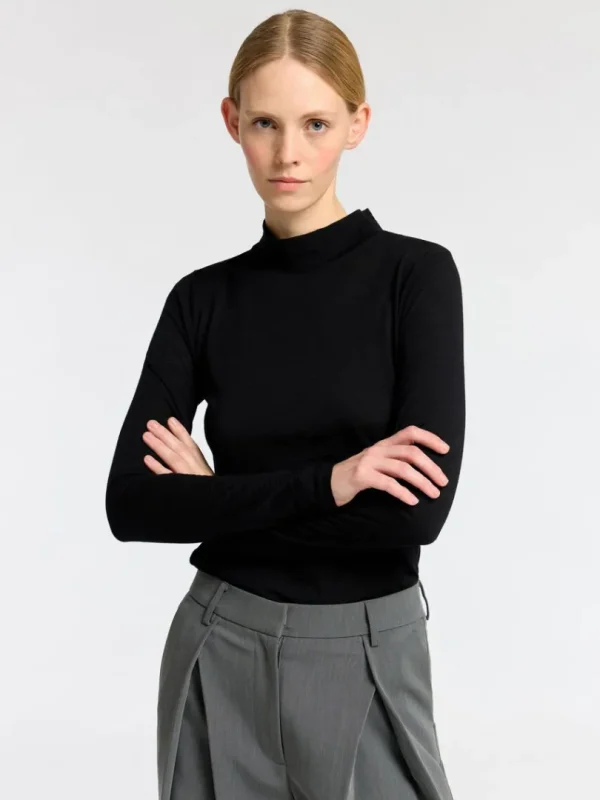 Toppe Og Bluser>SELECTED 100% ULD RULLEKRAVE Black