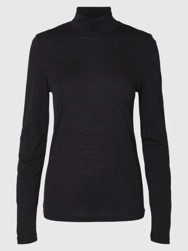 Toppe Og Bluser>SELECTED 100% ULD RULLEKRAVE Black