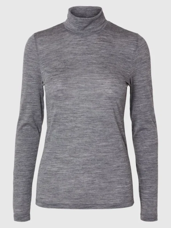 Toppe Og Bluser>SELECTED 100% ULD RULLEKRAVE Grey