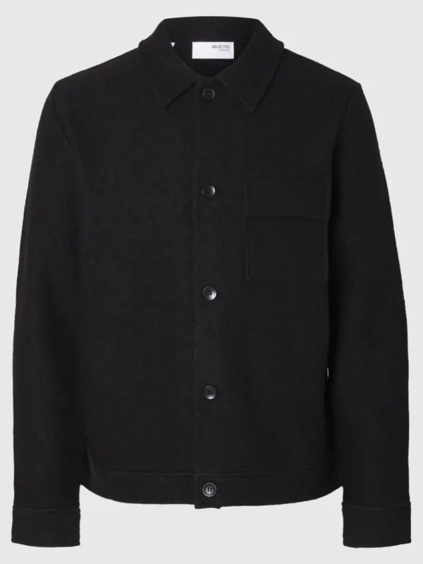 Overtøj | Strik>SELECTED 100% ULD SHACKET Black