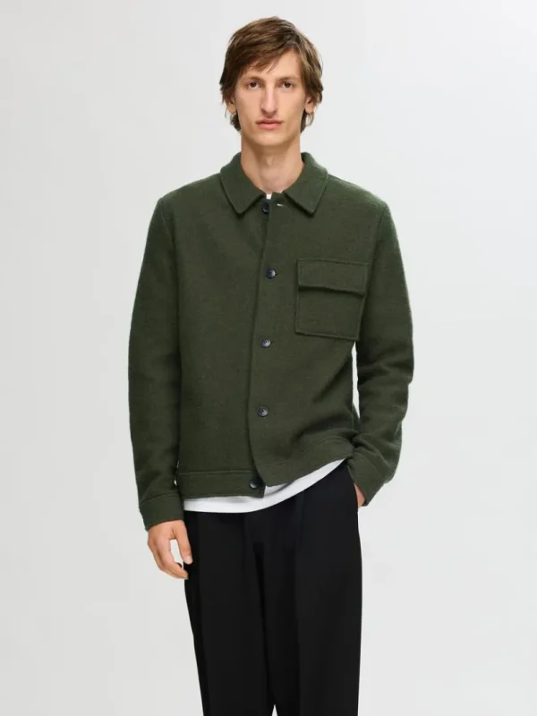 Overtøj | Strik>SELECTED 100% ULD SHACKET Green