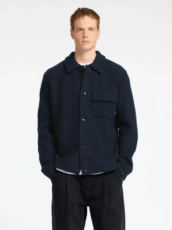 Overtøj | Strik>SELECTED 100% ULD SHACKET Blue