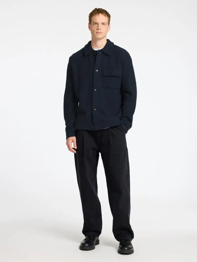 uld_shacket_1-2.webp Overtøj | Strik>SELECTED 100% ULD SHACKET Blue