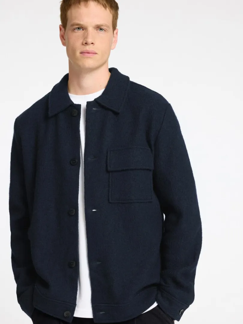uld_shacket_2-2.webp Overtøj | Strik>SELECTED 100% ULD SHACKET Blue