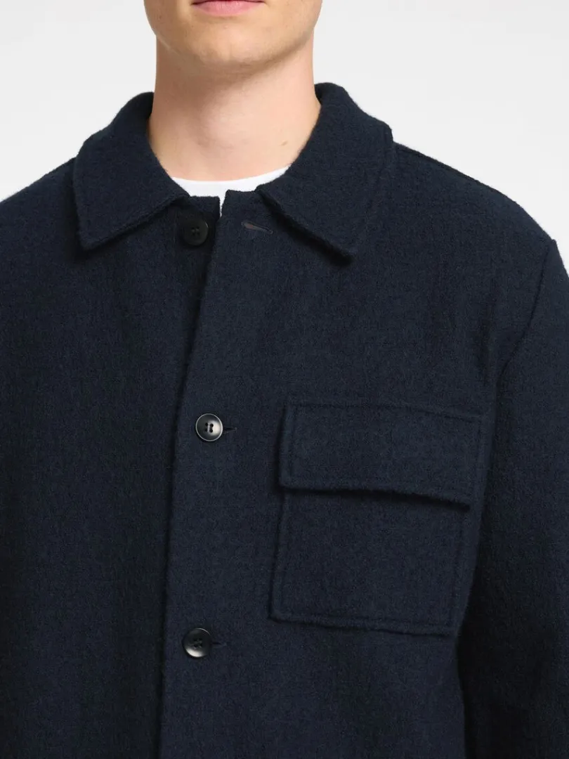 uld_shacket_3-2.webp Overtøj | Strik>SELECTED 100% ULD SHACKET Blue
