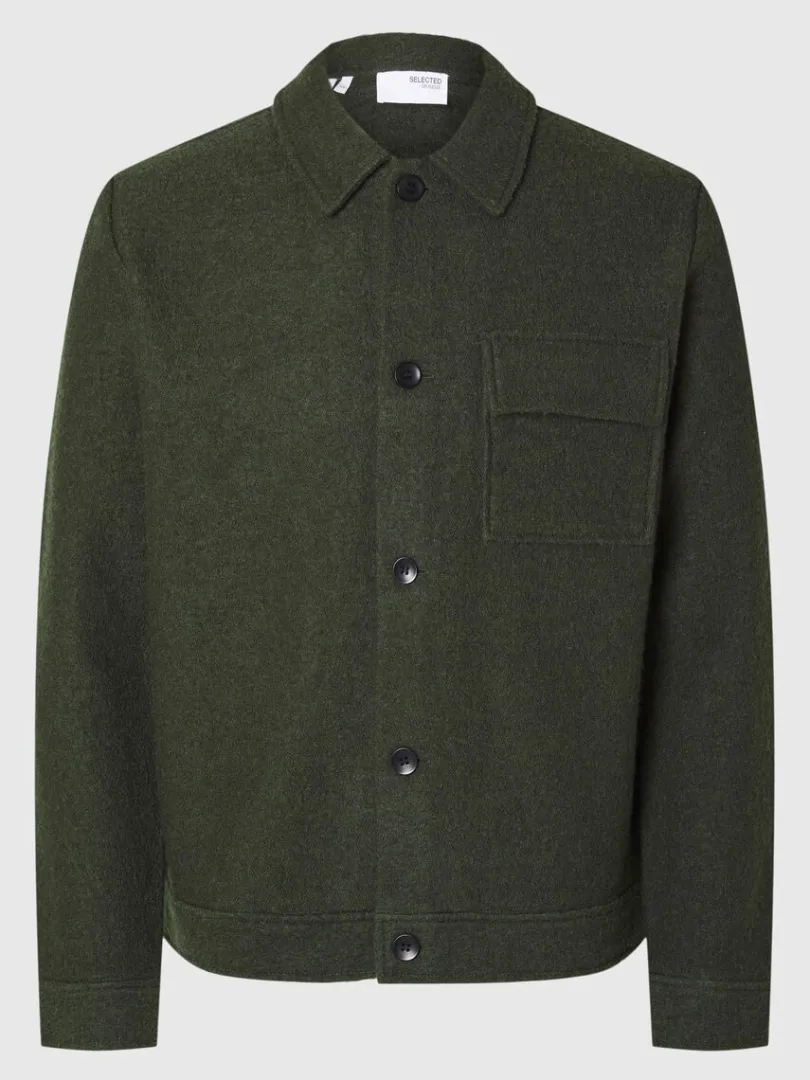 uld_shacket_4-1.webp Overtøj | Strik>SELECTED 100% ULD SHACKET Green