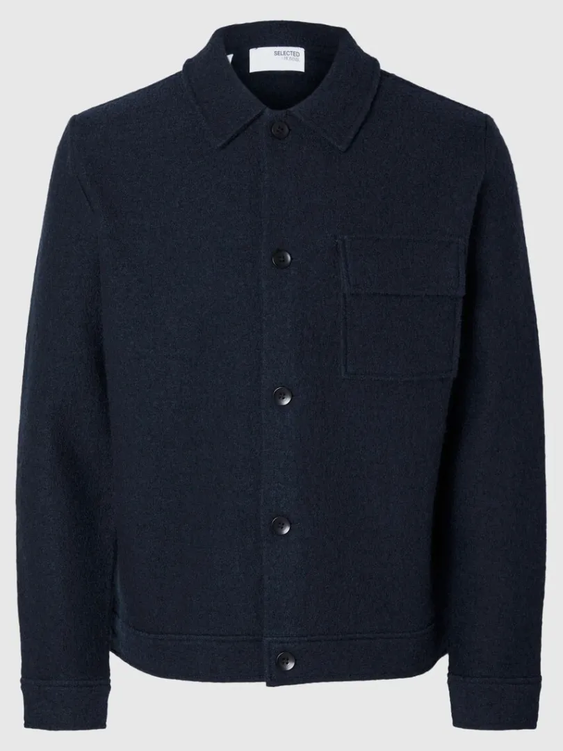 uld_shacket_4-2.webp Overtøj | Strik>SELECTED 100% ULD SHACKET Blue