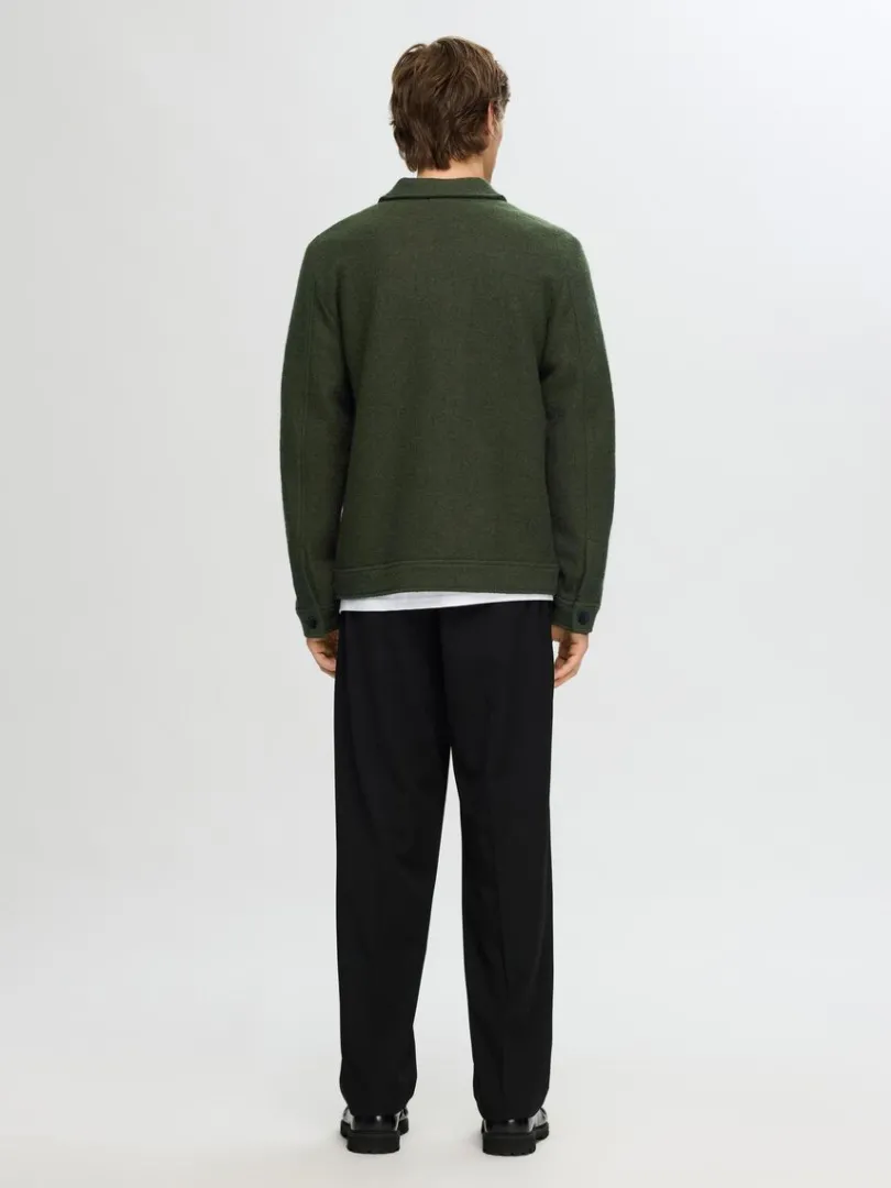 uld_shacket_5-1.webp Overtøj | Strik>SELECTED 100% ULD SHACKET Green