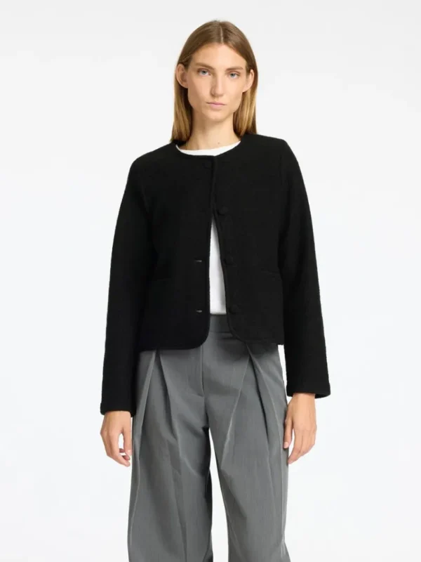 Strik>SELECTED 100% ULD STRIKKET CARDIGAN Black