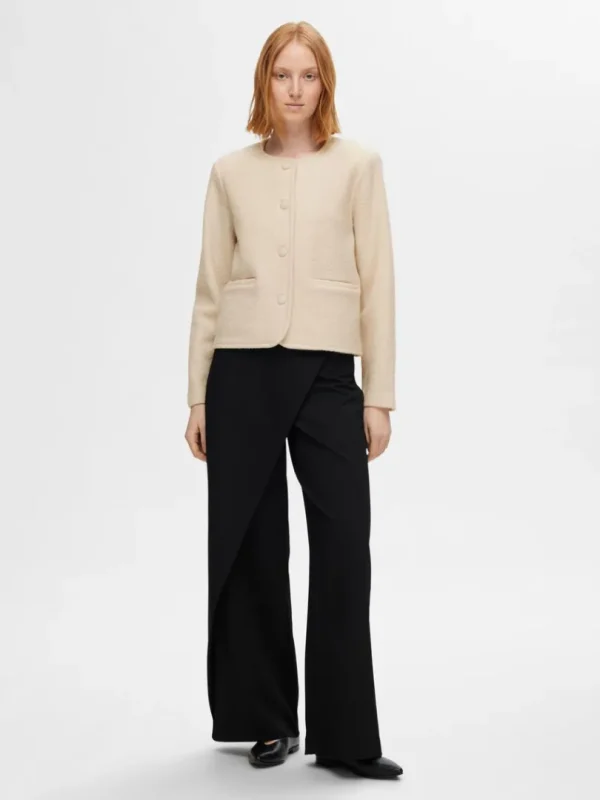 Strik>SELECTED 100% ULD STRIKKET CARDIGAN Beige