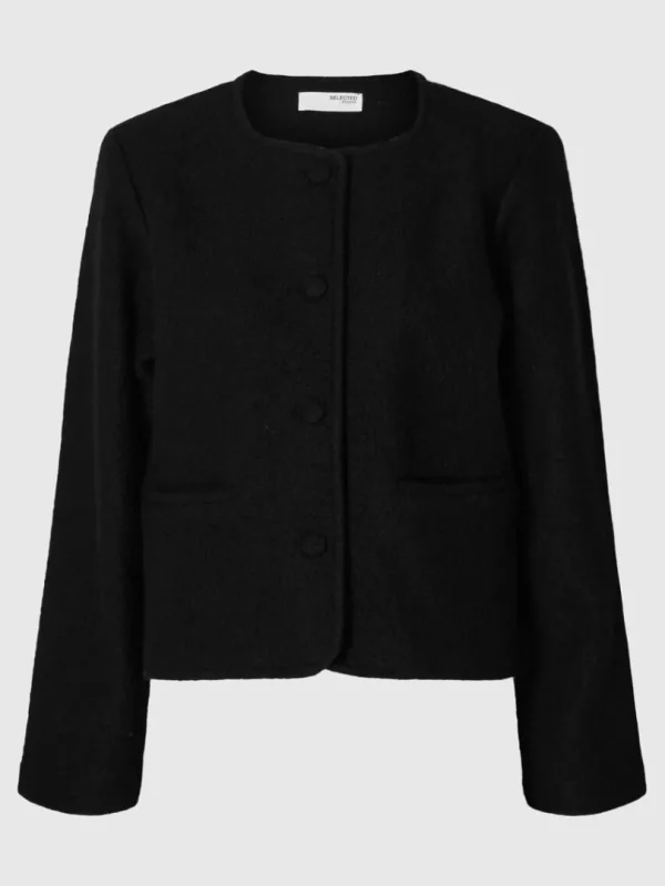 Strik>SELECTED 100% ULD STRIKKET CARDIGAN Black