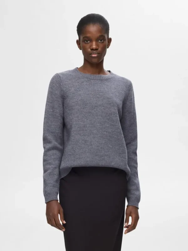 Strik>SELECTED 100% ULD STRIKTRØJE Grey