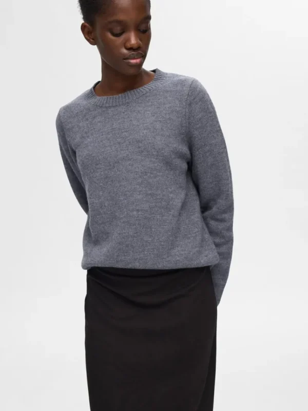 Strik>SELECTED 100% ULD STRIKTRØJE Grey