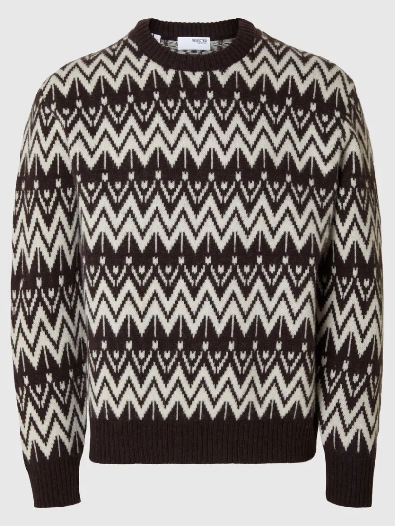 uld_sweater_med_rund_hal_4-1.webp Strik>SELECTED 100% ULD SWEATER MED RUND HALS Brown