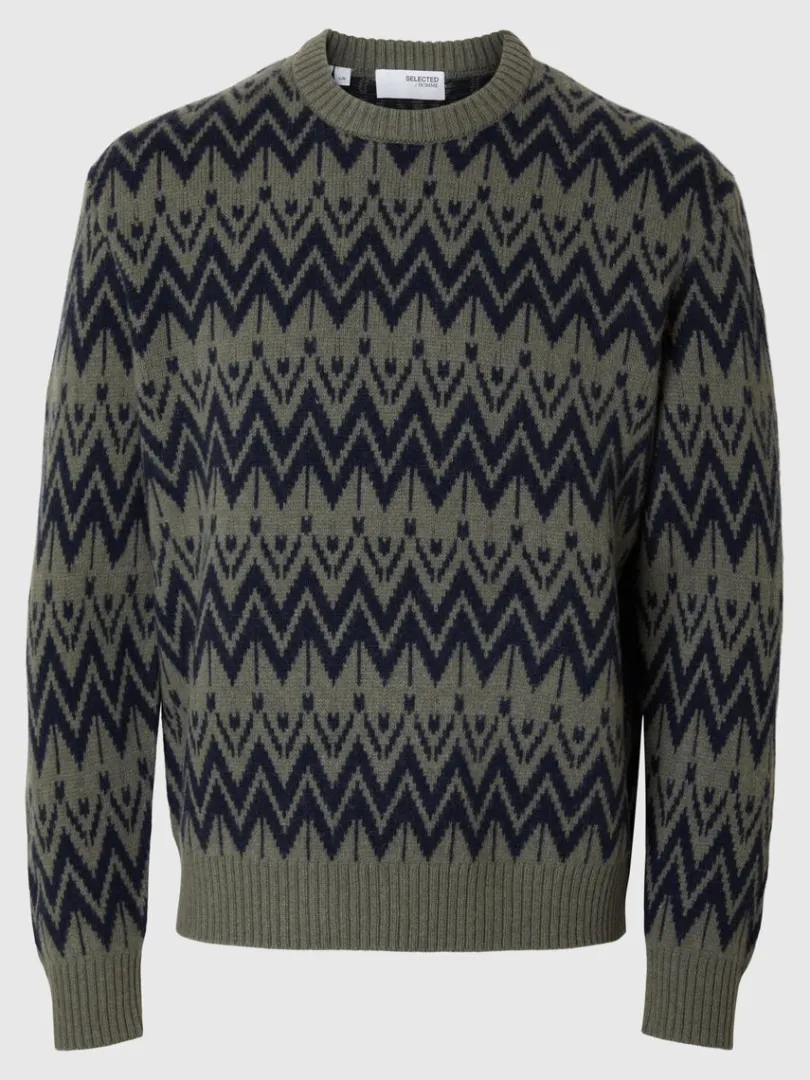 uld_sweater_med_rund_hal_4.webp Strik>SELECTED 100% ULD SWEATER MED RUND HALS Green