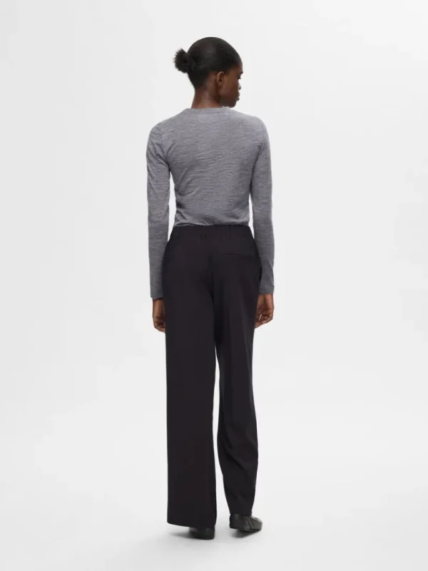 Toppe Og Bluser>SELECTED 100% ULD TOP MED LANGE ÆRMER Grey