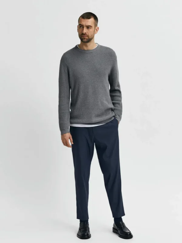 Strik>SELECTED VAFFELSTRIK STRIKTRØJE Grey