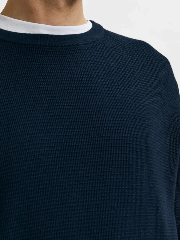 Strik>SELECTED VAFFELSTRIK STRIKTRØJE Blue