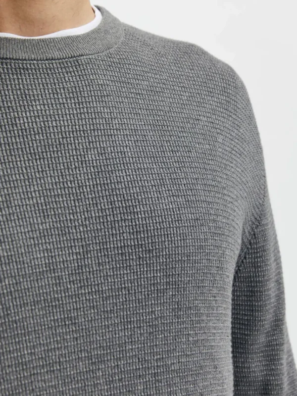 Strik>SELECTED VAFFELSTRIK STRIKTRØJE Grey