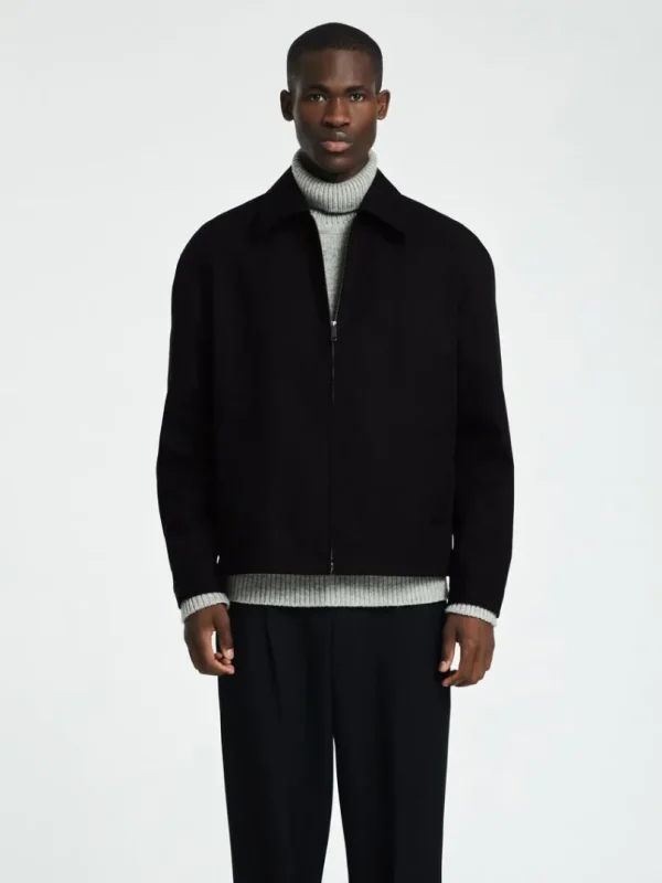Overtøj>SELECTED VANDAFVISENDE KORT JAKKE Black