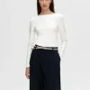 T-shirts>SELECTED VENDBAR LANGÆRMET T-SHIRT White