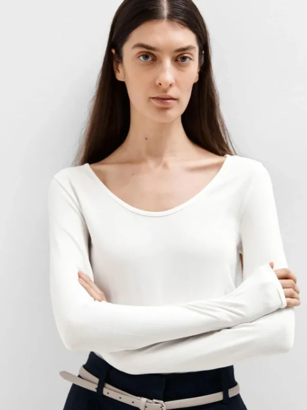 T-shirts>SELECTED VENDBAR LANGÆRMET T-SHIRT White