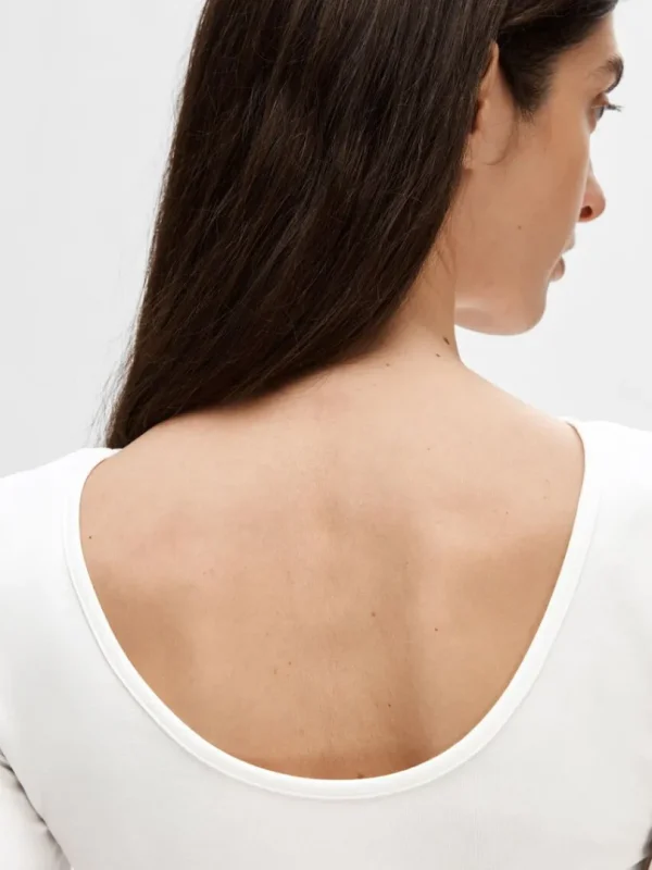 T-shirts>SELECTED VENDBAR LANGÆRMET T-SHIRT White