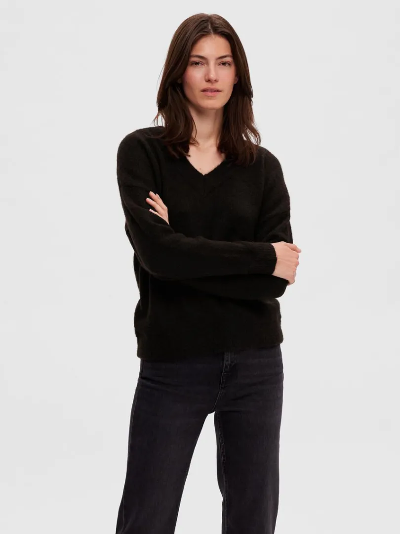 vhals_pullover_2.webp Strik>SELECTED V-HALS PULLOVER Black