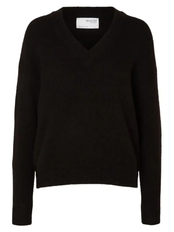Strik>SELECTED V-HALS PULLOVER Black