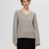 Strik>SELECTED V-HALS STRIKTRØJE Grey