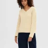 Strik>SELECTED V-HALS STRIKTRØJE Beige