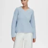 Strik>SELECTED V-HALS STRIKTRØJE Blue