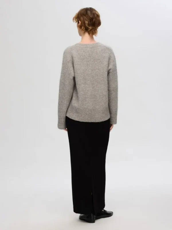 Strik>SELECTED V-HALS STRIKTRØJE Grey
