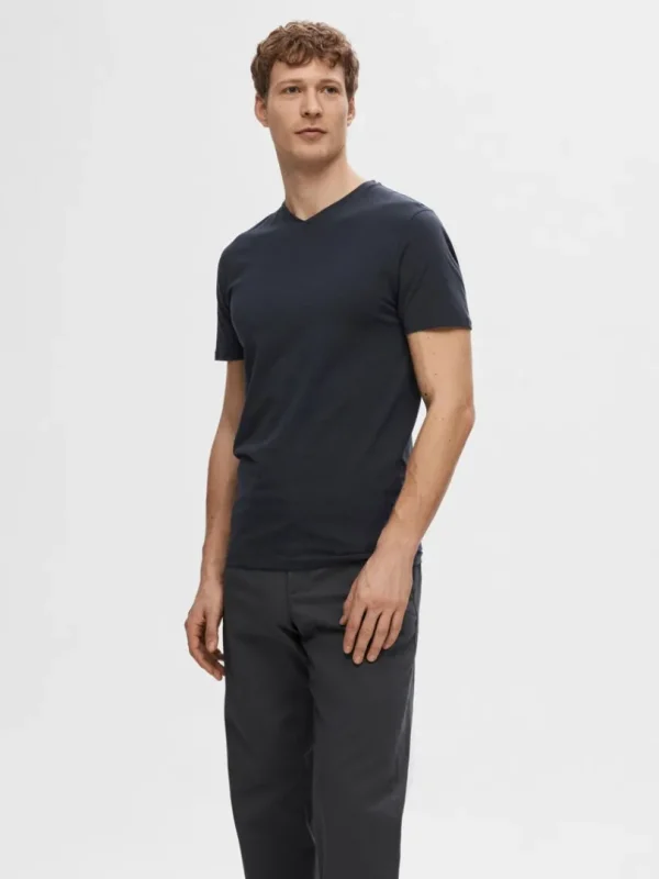 T-shirts>SELECTED V-HALS T-SHIRT Blue