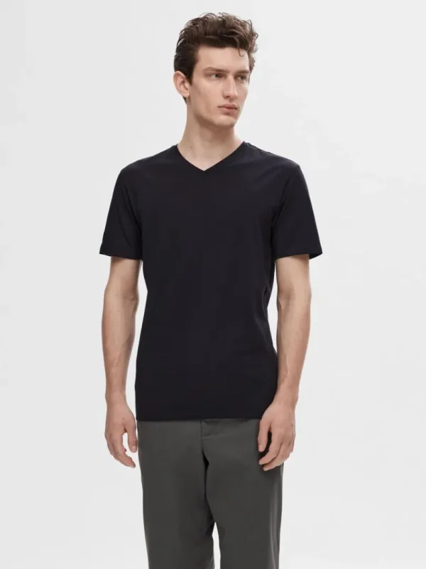T-shirts>SELECTED V-HALS T-SHIRT Black