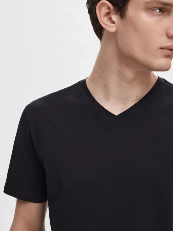 T-shirts>SELECTED V-HALS T-SHIRT Black