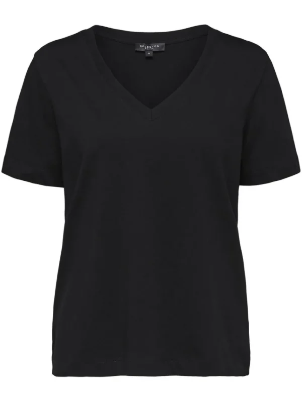 T-shirts>SELECTED V-HALS T-SHIRT Black
