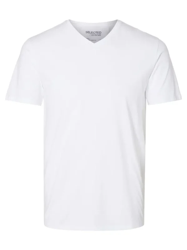 T-shirts>SELECTED V-HALS T-SHIRT White