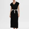 Kjoler>SELECTED V-NECK MIDIKJOLE Black
