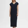 Kjoler>SELECTED V-NECK MIDIKJOLE Blue