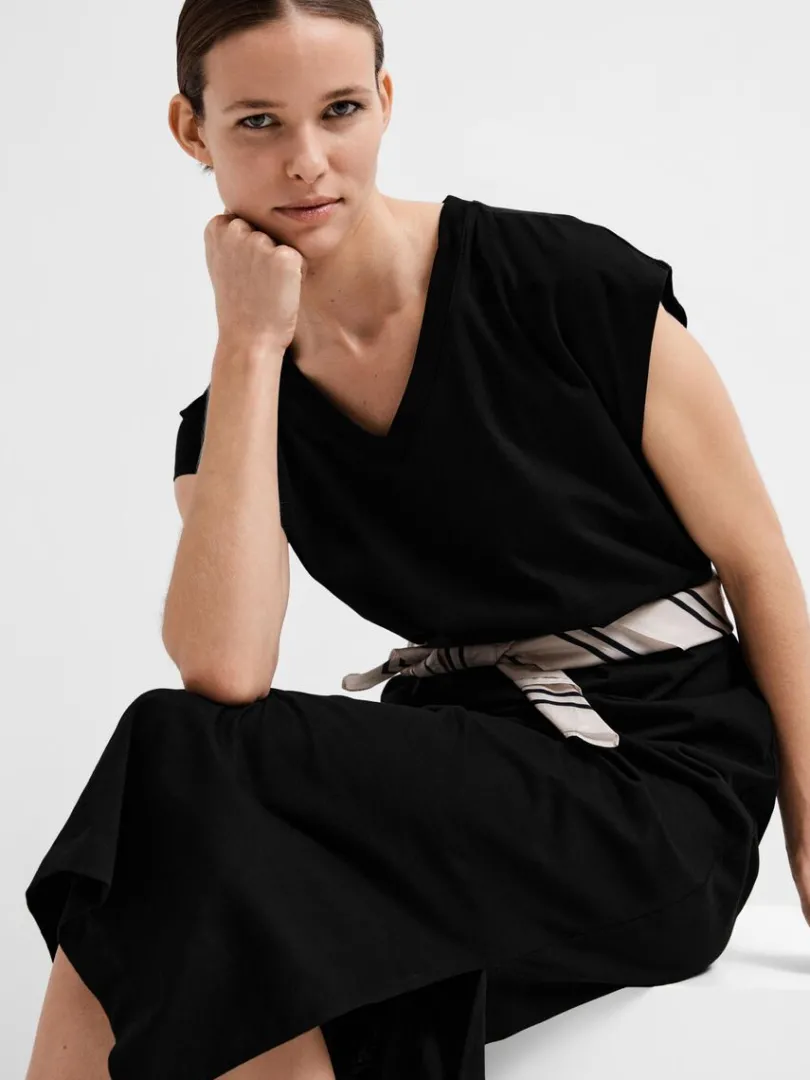 vneck_midikjole_2-1.webp Kjoler>SELECTED V-NECK MIDIKJOLE Black