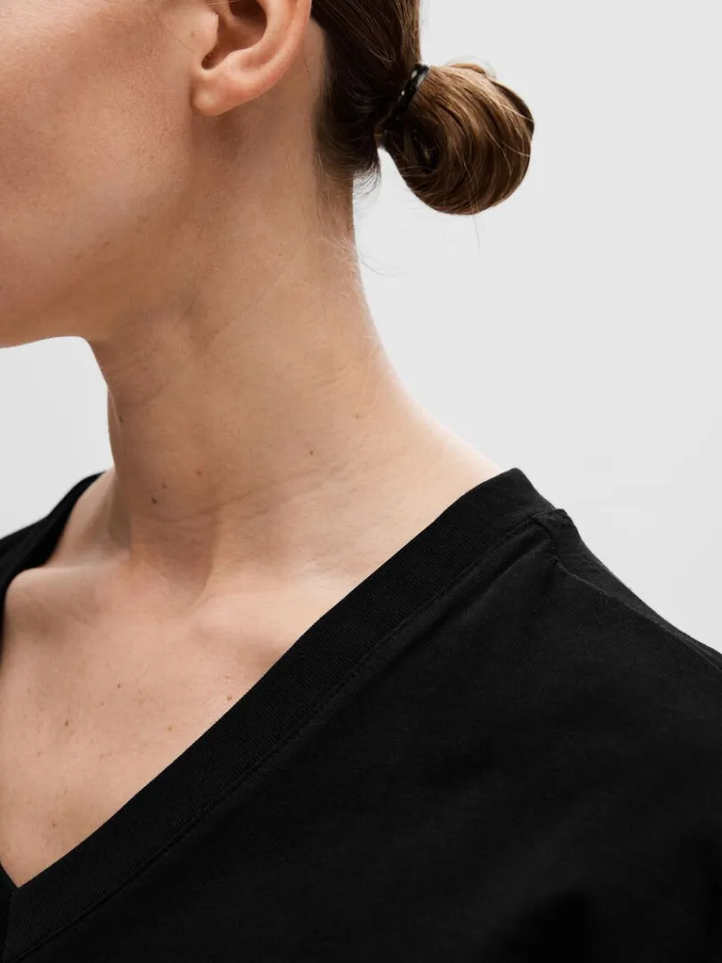vneck_midikjole_3-1.webp Kjoler>SELECTED V-NECK MIDIKJOLE Black