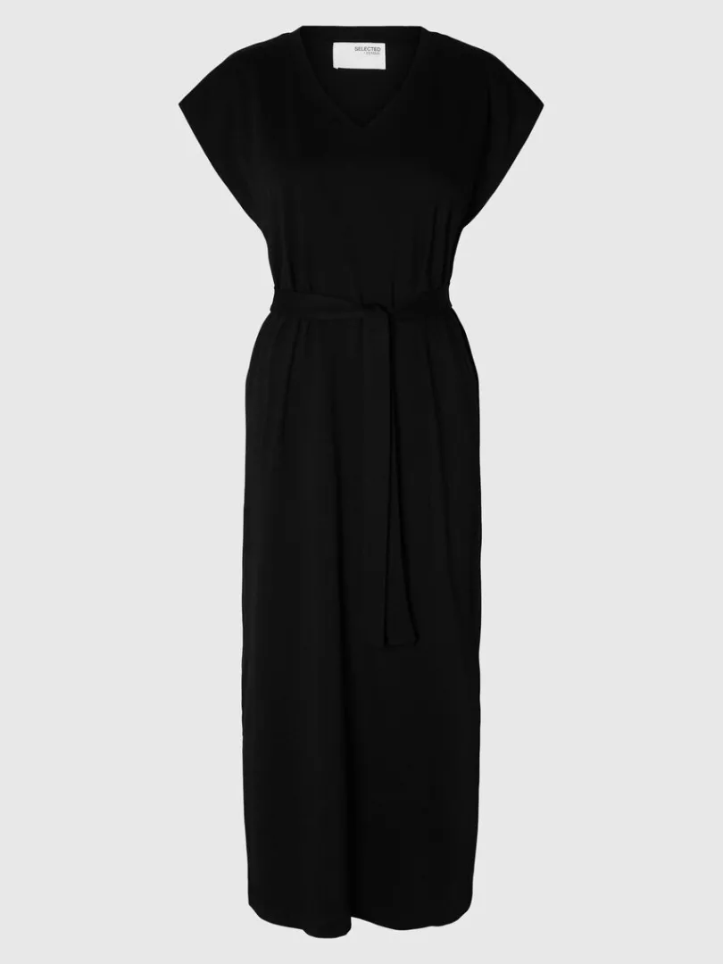vneck_midikjole_5-1.webp Kjoler>SELECTED V-NECK MIDIKJOLE Black