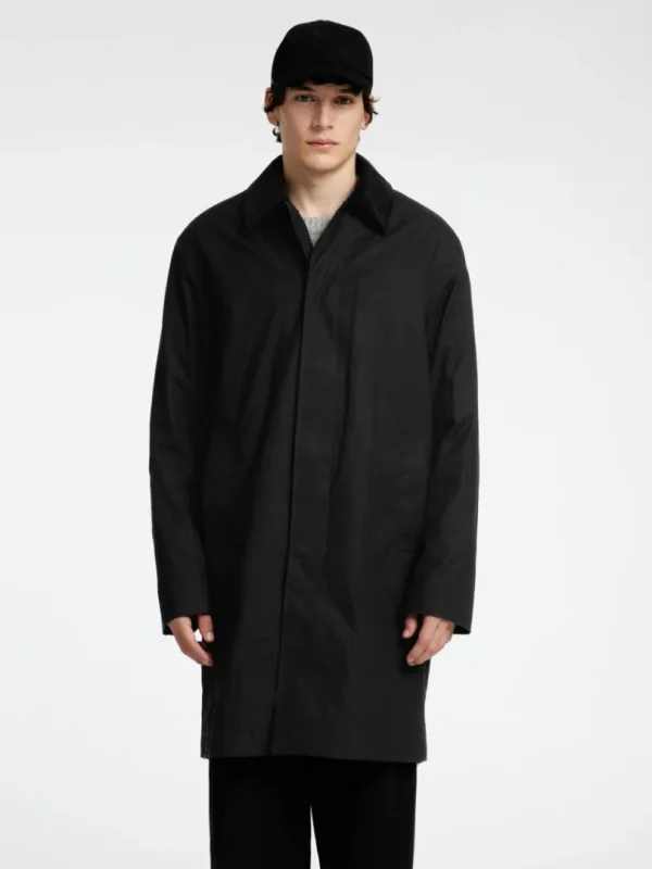 Overtøj>SELECTED VOKSET BOMULD FRAKKE Black