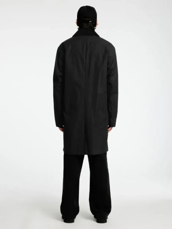 Overtøj>SELECTED VOKSET BOMULD FRAKKE Black