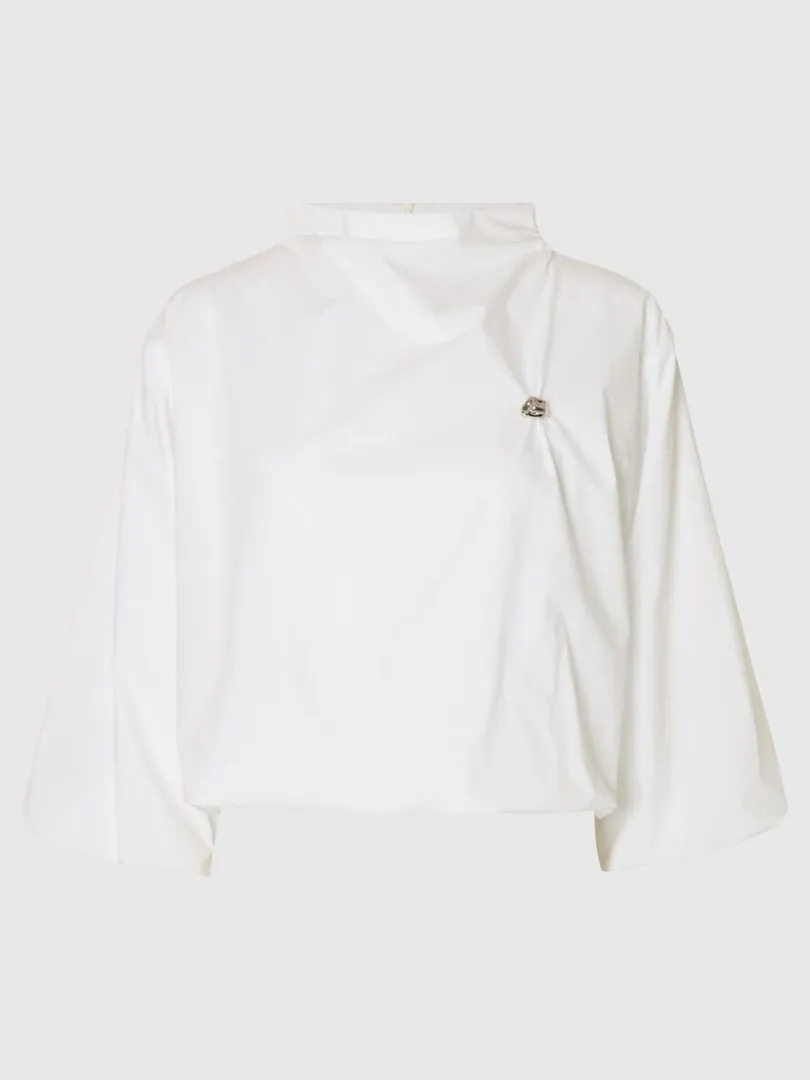 volumins_bluse_med_rmer_0.webp Toppe Og Bluser>SELECTED VOLUMINØS BLUSE MED 3/4-ÆRMER White